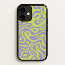 Green And Purple Waves Pattern  - Psychedelic Phone Case for iPhone 12 Mini