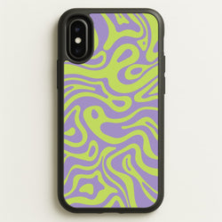 Green And Purple Waves Pattern  - Psychedelic Phone Case for iPhone X / XS