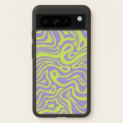 Green And Purple Waves Pattern  - Psychedelic Phone Case for Google Pixel 8 Pro