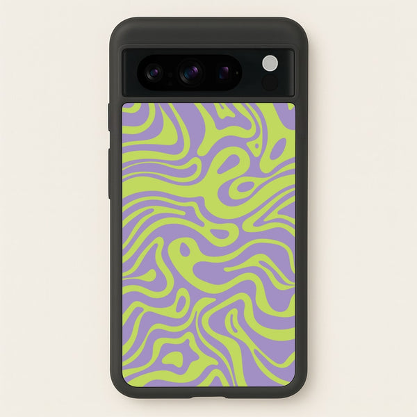Green And Purple Waves Pattern  - Psychedelic Phone Case for Google Pixel 8 Pro