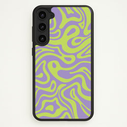 Green And Purple Waves Pattern  - Psychedelic Phone Case for Galaxy S23 Plus