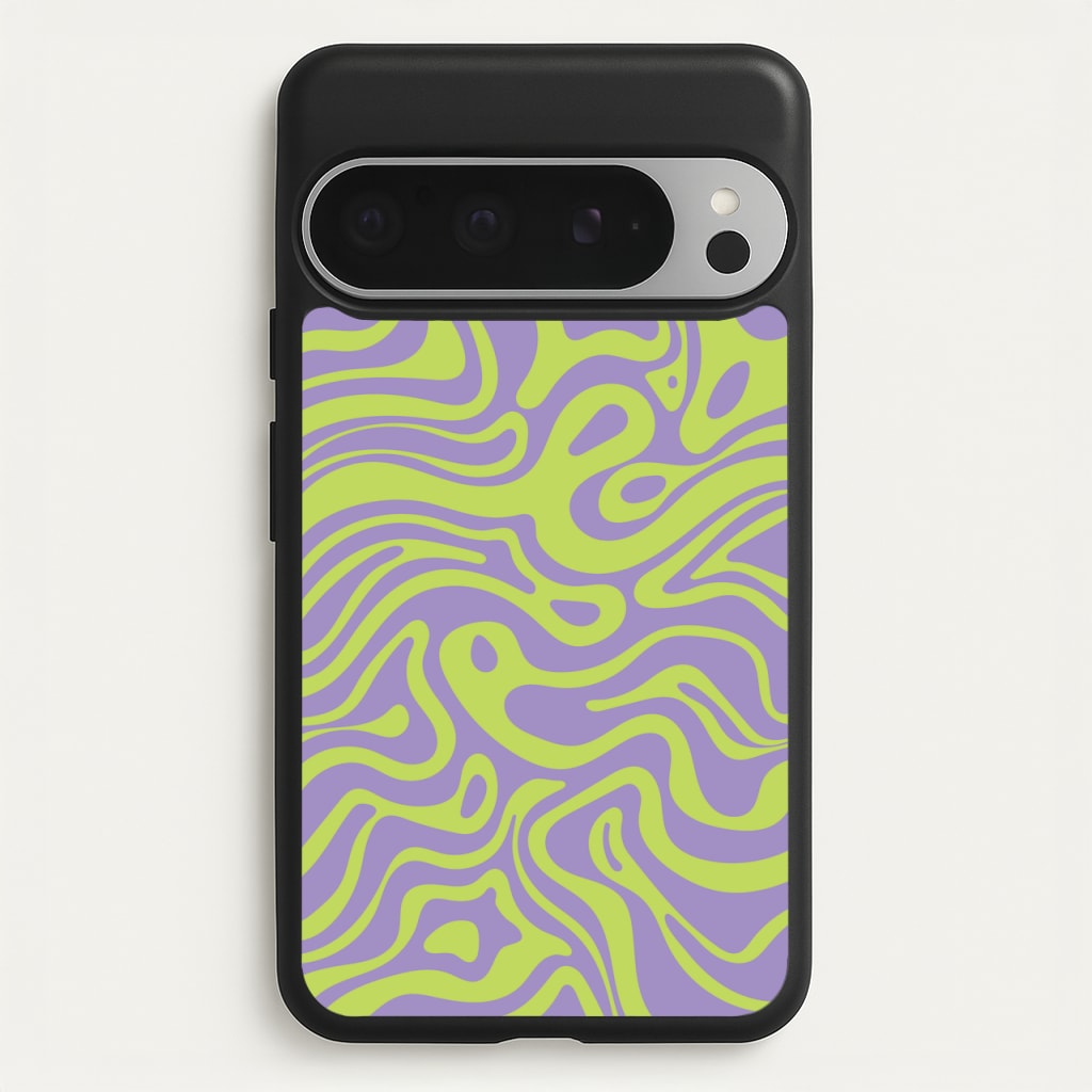 Green And Purple Waves Pattern  - Psychedelic Phone Case for Google Pixel 9 Pro XL