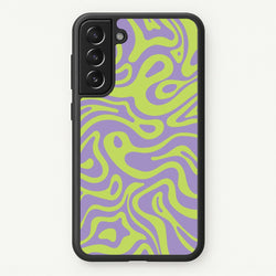 Green And Purple Waves Pattern  - Psychedelic Phone Case for Galaxy S21FE
