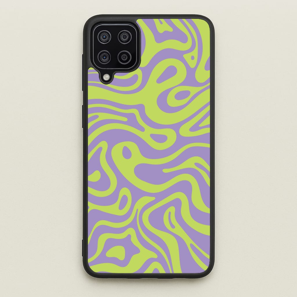 Green And Purple Waves Pattern  - Psychedelic Phone Case for Galaxy A12