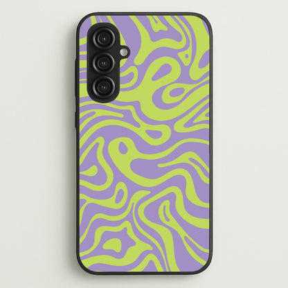 Green And Purple Waves Pattern  - Psychedelic Phone Case for Galaxy S23FE