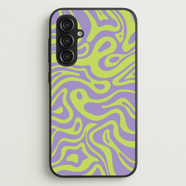 Green And Purple Waves Pattern  - Psychedelic Phone Case for Galaxy S23FE