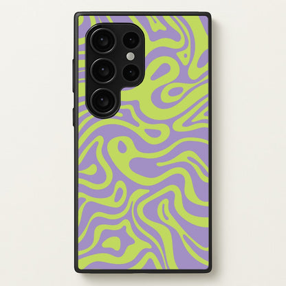Green And Purple Waves Pattern  - Psychedelic Phone Case for Galaxy S24 Ultra