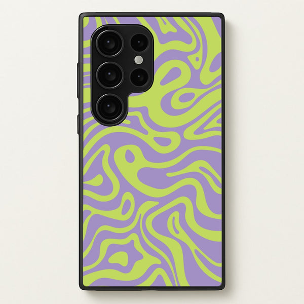 Green And Purple Waves Pattern  - Psychedelic Phone Case for Galaxy S24 Ultra