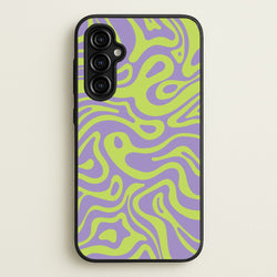 Green And Purple Waves Pattern  - Psychedelic Phone Case for Galaxy A54