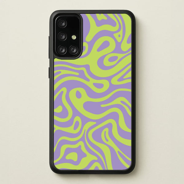 Green And Purple Waves Pattern  - Psychedelic Phone Case for Galaxy A71