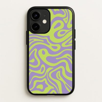 Green And Purple Waves Pattern  - Psychedelic Phone Case for iPhone 12 / 12 Pro