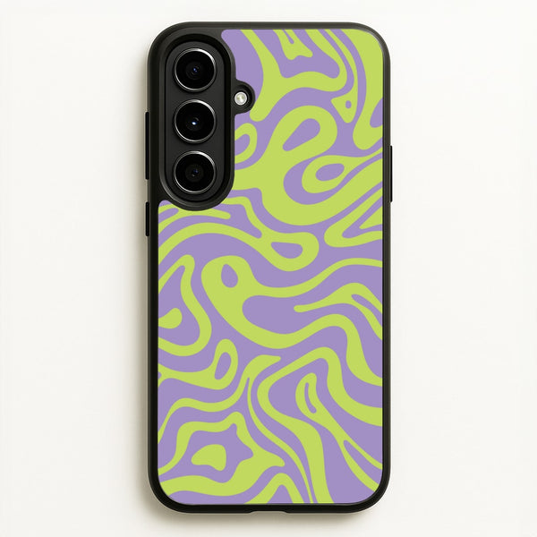 Green And Purple Waves Pattern  - Psychedelic Phone Case for Galaxy A56
