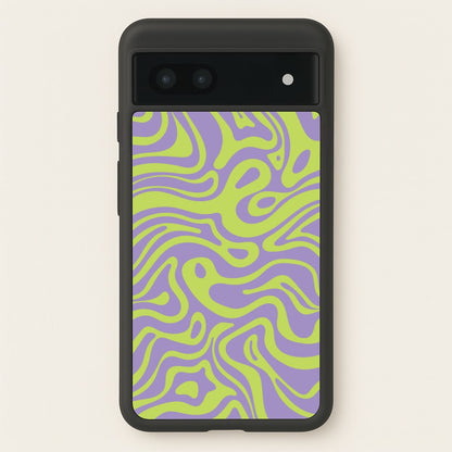 Green And Purple Waves Pattern  - Psychedelic Phone Case for Google Pixel 7a
