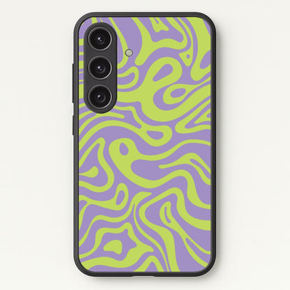 Green And Purple Waves Pattern  - Psychedelic Phone Case for Galaxy S24FE