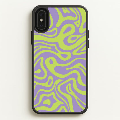 Green And Purple Waves Pattern  - Psychedelic Phone Case for iPhone XS Max