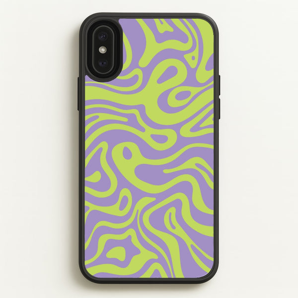 Green And Purple Waves Pattern  - Psychedelic Phone Case for iPhone XS Max