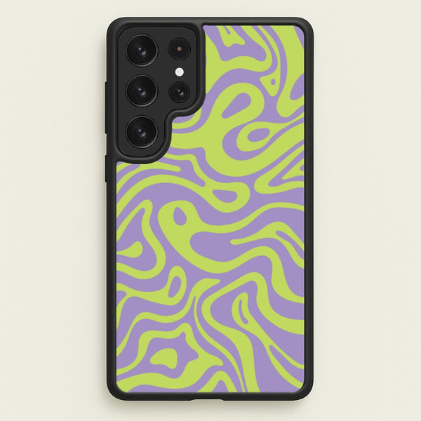 Green And Purple Waves Pattern  - Psychedelic Phone Case for Galaxy S22 Ultra
