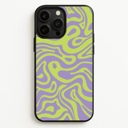 Green And Purple Waves Pattern  - Psychedelic Phone Case for iPhone 13 Pro Max