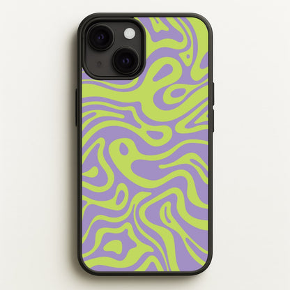 Green And Purple Waves Pattern  - Psychedelic Phone Case for iPhone 13 Mini