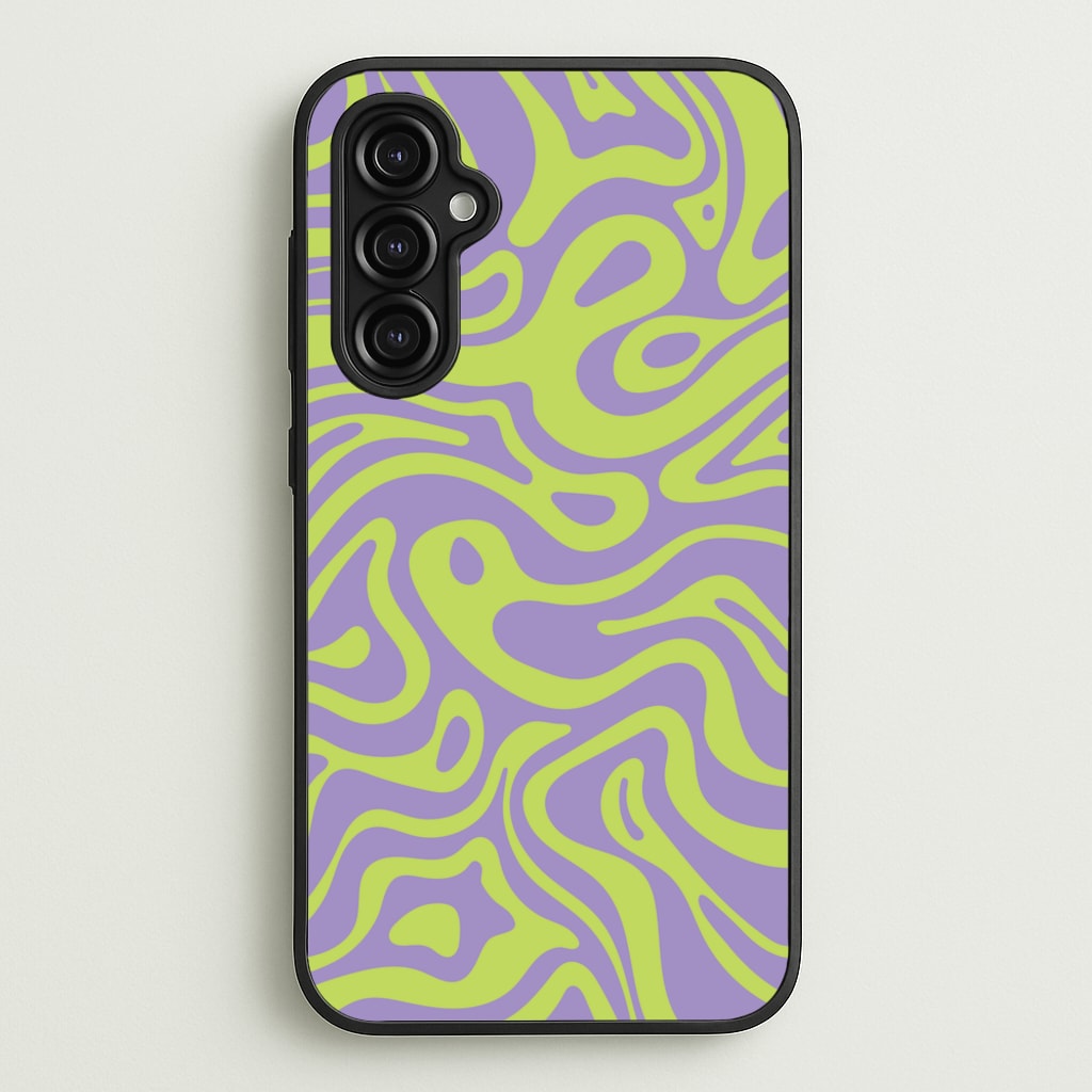 Green And Purple Waves Pattern  - Psychedelic Phone Case for Galaxy A14