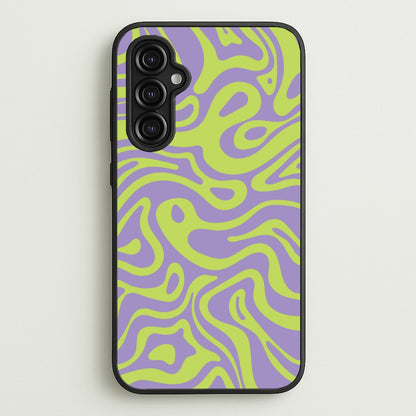 Green And Purple Waves Pattern  - Psychedelic Phone Case for Galaxy A14