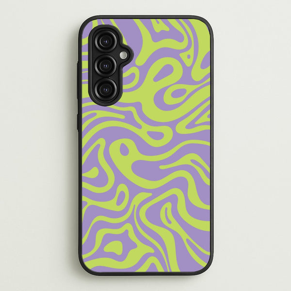Green And Purple Waves Pattern  - Psychedelic Phone Case for Galaxy A14