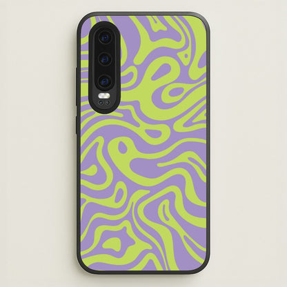 Green And Purple Waves Pattern  - Psychedelic Phone Case for Huawei P30
