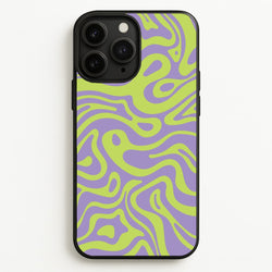 Green And Purple Waves Pattern  - Psychedelic Phone Case for iPhone 11 Pro Max