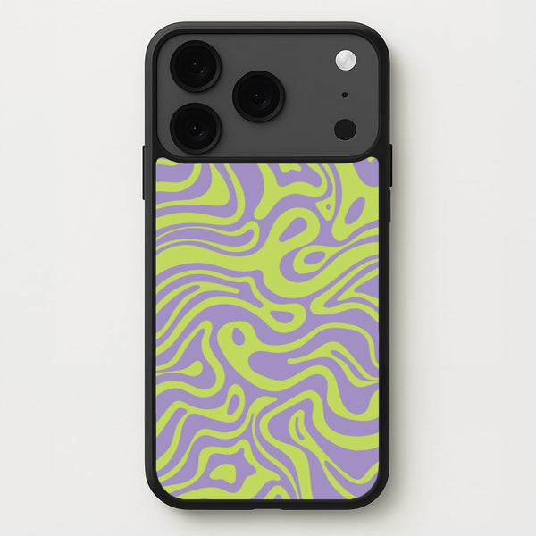 Green And Purple Waves Pattern Phone Case for iPhone 17 Pro