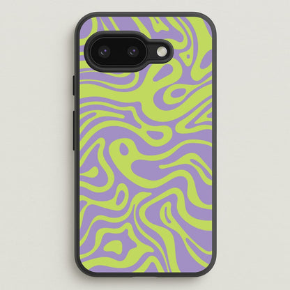 Green And Purple Waves Pattern  - Psychedelic Phone Case for Google Pixel 9a