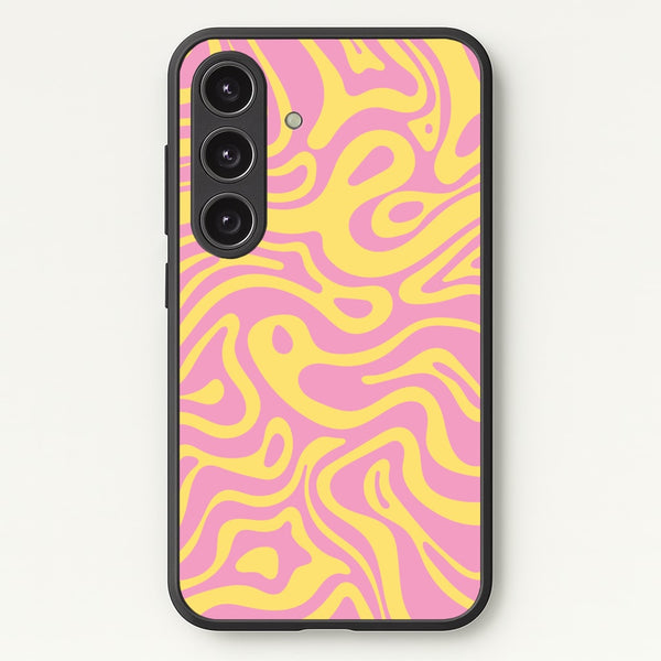 Yellow And Pink Waves Pattern  - Psychedelic Phone Case for Galaxy S25