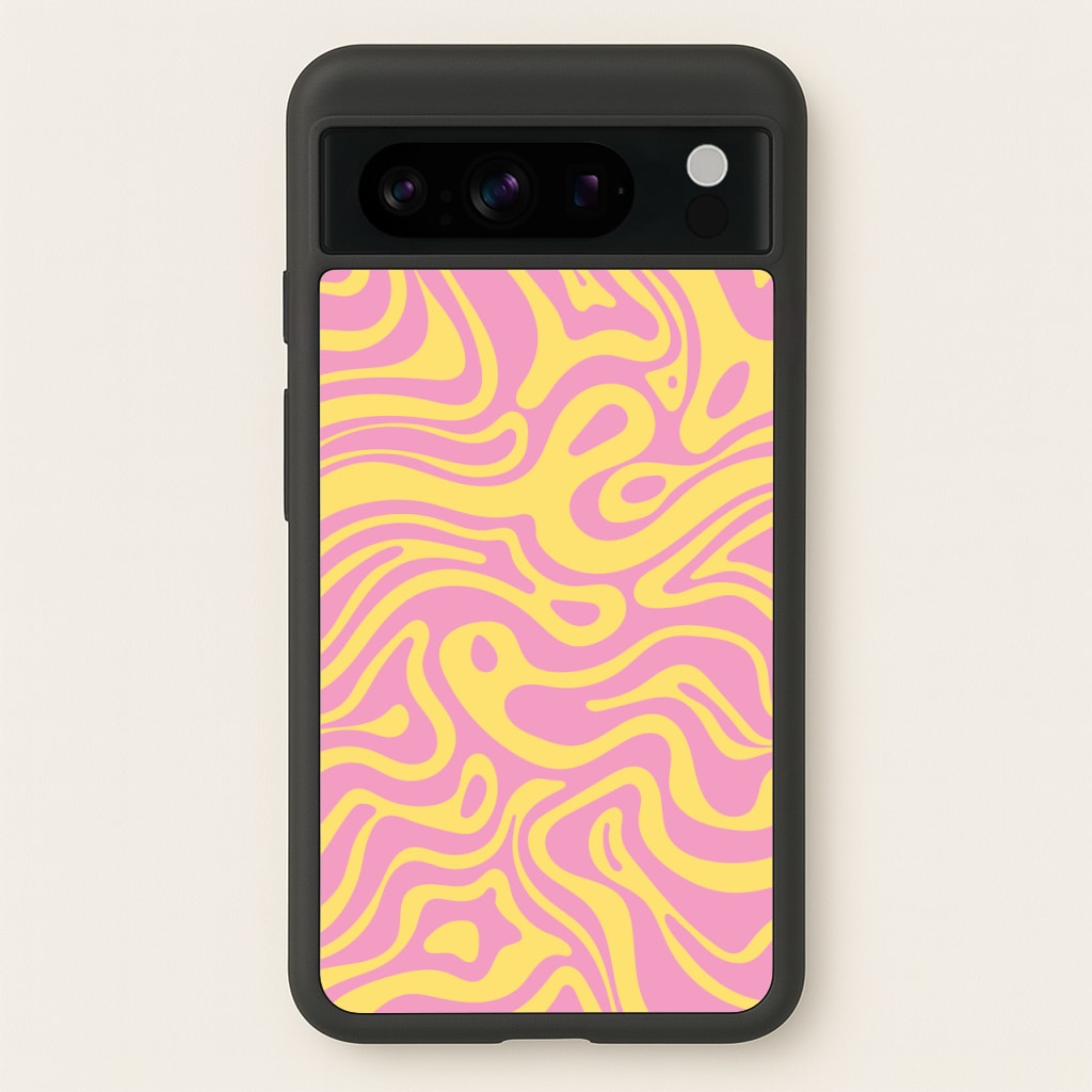 Yellow And Pink Waves Pattern  - Psychedelic Phone Case for Google Pixel 8 Pro