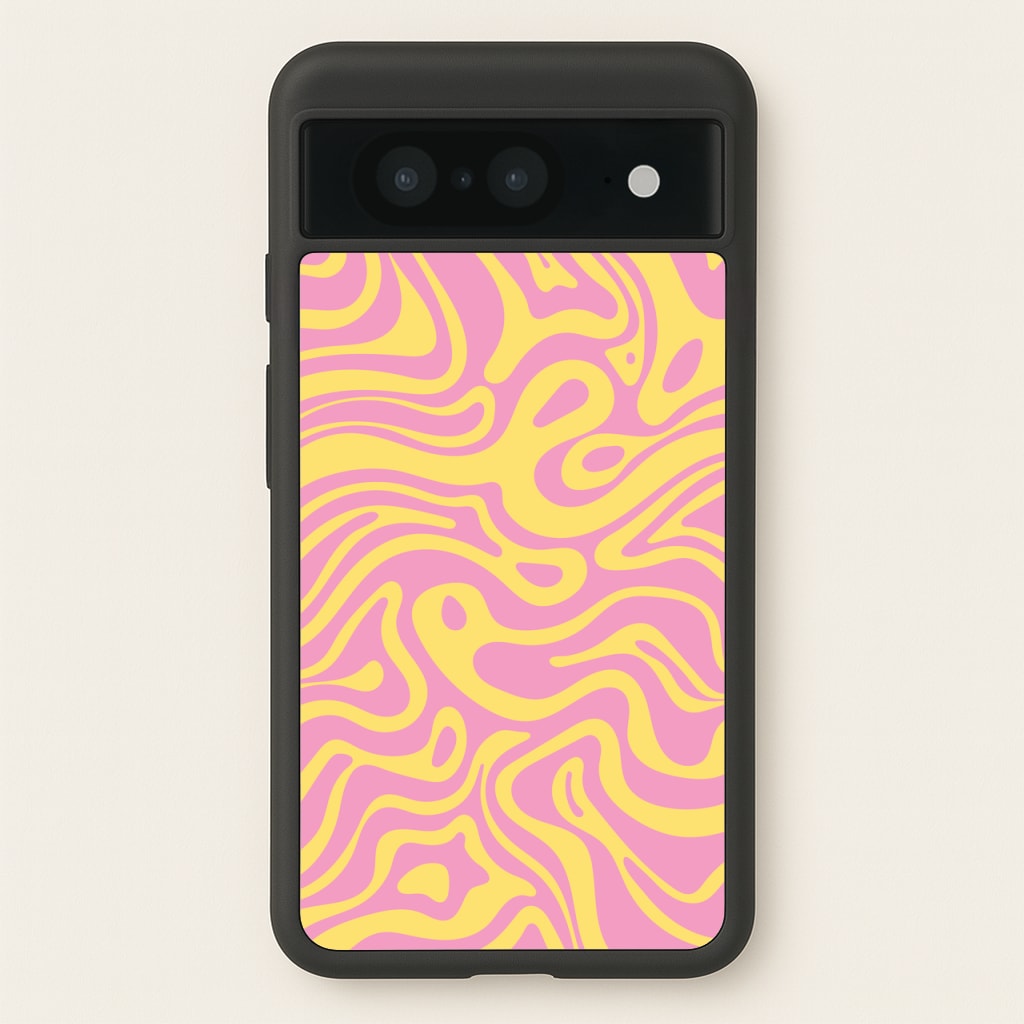 Yellow And Pink Waves Pattern  - Psychedelic Phone Case for Google Pixel 8