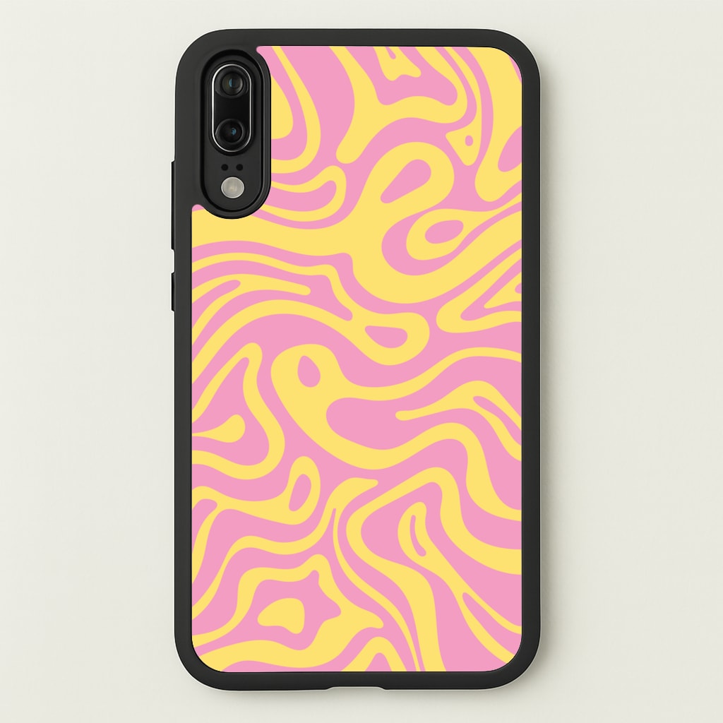 Yellow And Pink Waves Pattern  - Psychedelic Phone Case for Huawei P20
