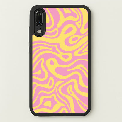 Yellow And Pink Waves Pattern  - Psychedelic Phone Case for Huawei P20
