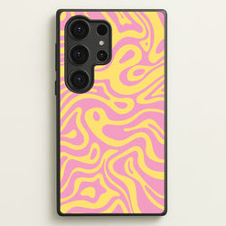 Yellow And Pink Waves Pattern  - Psychedelic Phone Case for Galaxy S25 Ultra