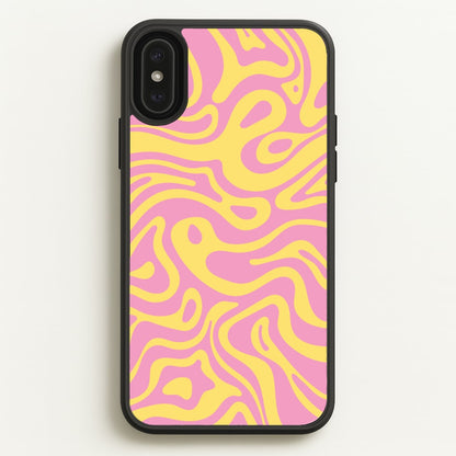 Yellow And Pink Waves Pattern  - Psychedelic Phone Case for iPhone XS Max