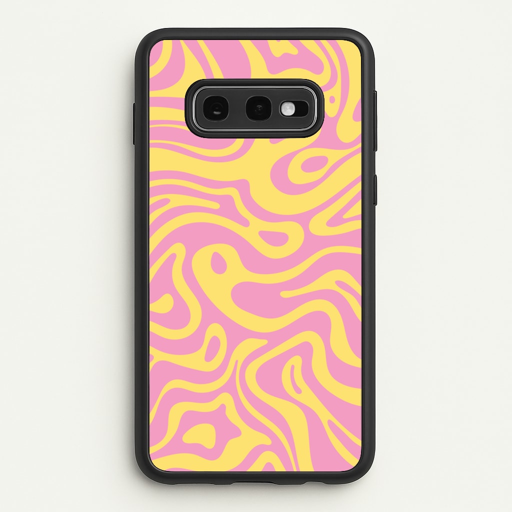Yellow And Pink Waves Pattern  - Psychedelic Phone Case for Galaxy S10e