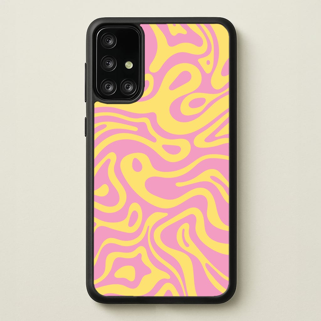 Yellow And Pink Waves Pattern  - Psychedelic Phone Case for Galaxy A71