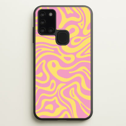 Yellow And Pink Waves Pattern  - Psychedelic Phone Case for Galaxy A21s