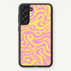 Yellow And Pink Waves Pattern  - Psychedelic Phone Case for Galaxy S21