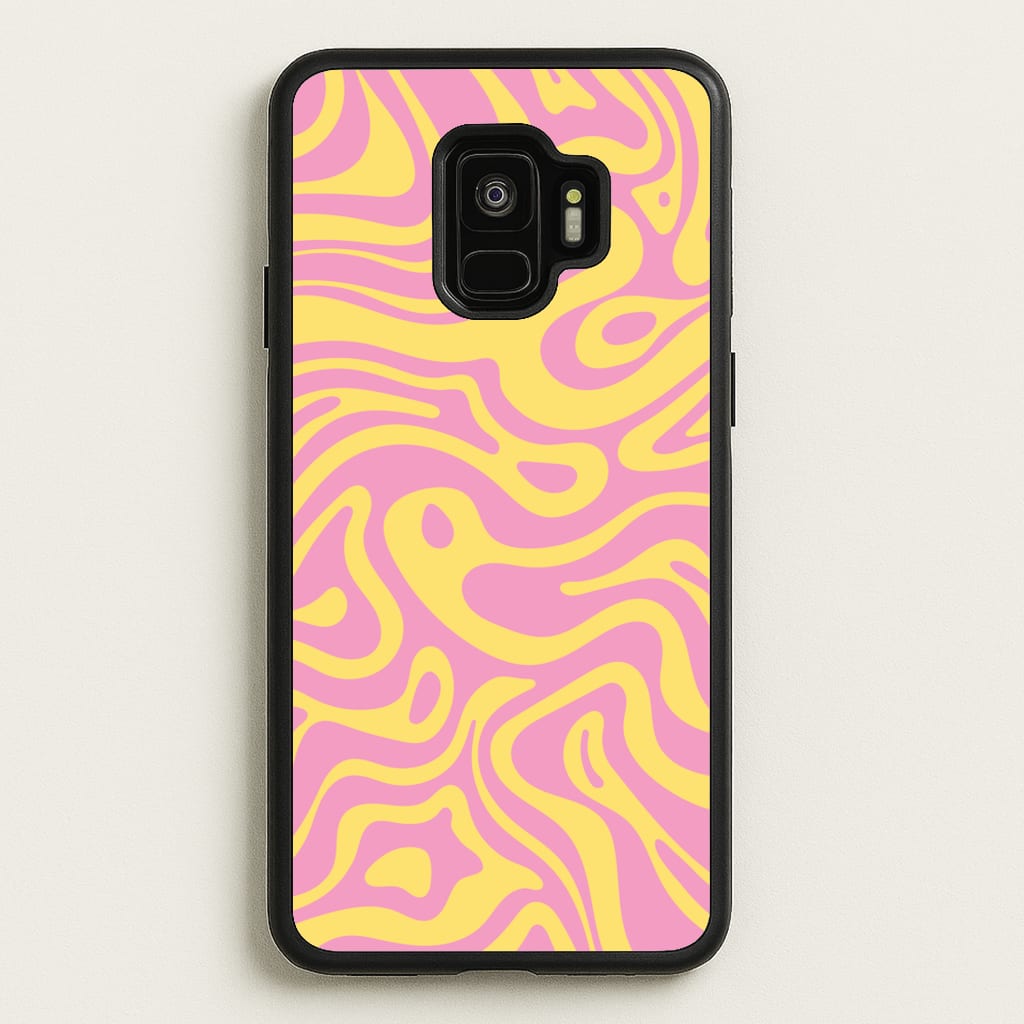 Yellow And Pink Waves Pattern  - Psychedelic Phone Case for Galaxy S9
