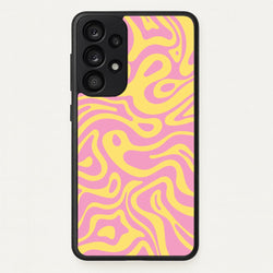 Yellow And Pink Waves Pattern  - Psychedelic Phone Case for Galaxy A53