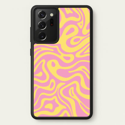 Yellow And Pink Waves Pattern  - Psychedelic Phone Case for Galaxy Note 20 Ultra