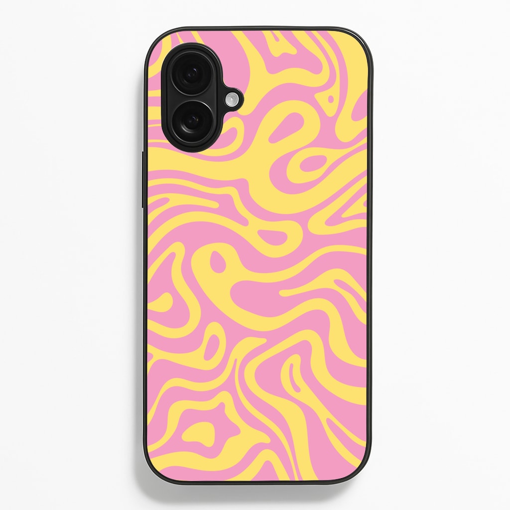 Yellow And Pink Waves Pattern  - Psychedelic Phone Case for iPhone 16 Plus