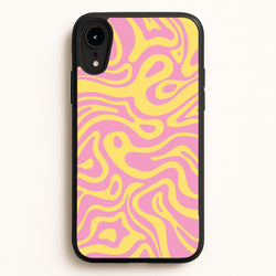 Yellow And Pink Waves Pattern  - Psychedelic Phone Case for iPhone XR