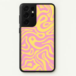 Yellow And Pink Waves Pattern  - Psychedelic Phone Case for Galaxy S21 Ultra