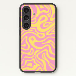 Yellow And Pink Waves Pattern  - Psychedelic Phone Case for Galaxy S25 Plus