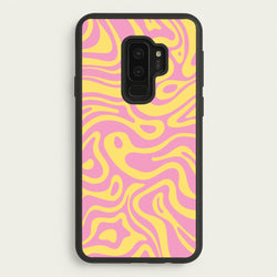 Yellow And Pink Waves Pattern  - Psychedelic Phone Case for Galaxy S9 Plus