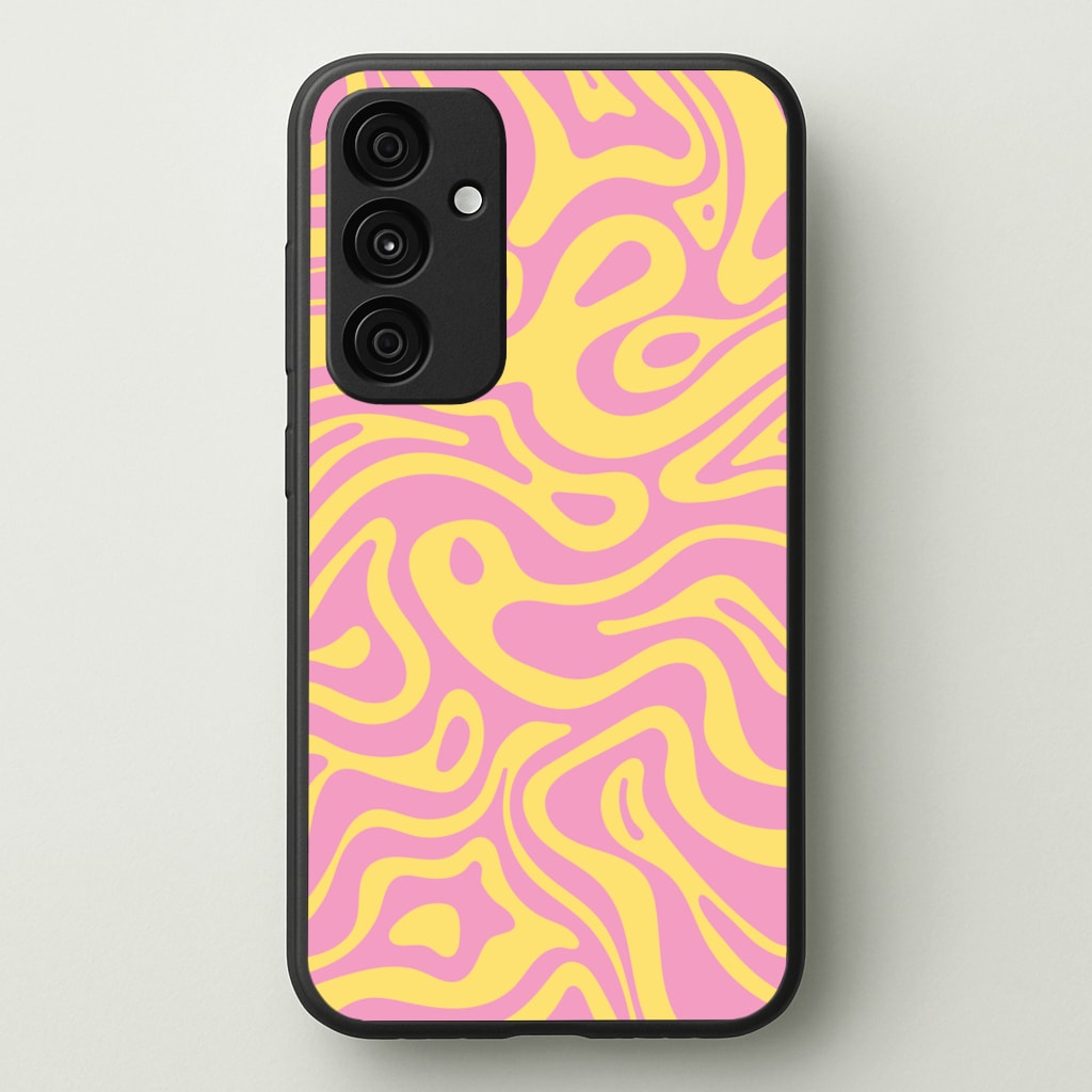 Yellow And Pink Waves Pattern  - Psychedelic Phone Case for Galaxy A35